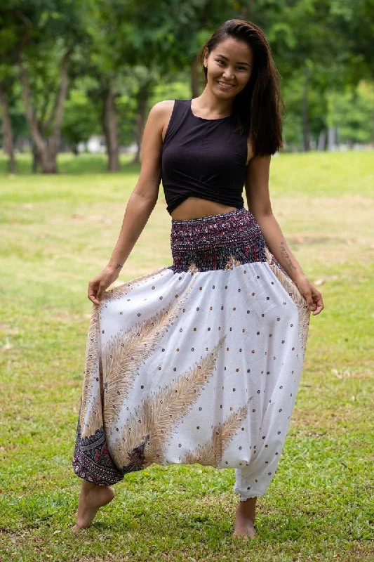 Stylish Outerwear Clothes For Women White Peacock Pants