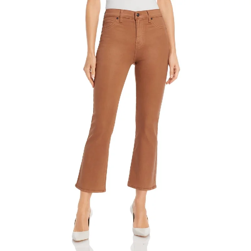 Women's Transitional Outfit Womens Faux Leather Ankle High-Waist Pants