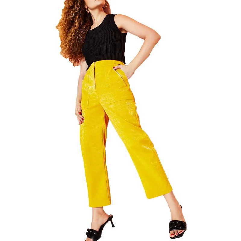 Casual Women's Clothing Womens Faux Leather High Rise Straight Leg Pants