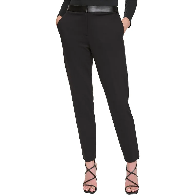 Women's Evening Wear Womens Mid-Rise Mixed Media Ankle Pants